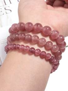 1pc Natural Strawberry Crystal Quartz Bead Bracelet Balance Energy Yoga Meditation Jewelry For Women Men