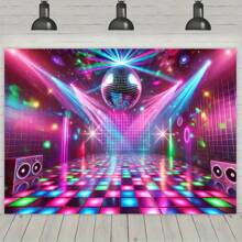 1pc Vibrant Polyester Disco Ball Dance Floor Backdrop, Colorful Party Decor, Suitable For Home, Kitchen, General Use, Easy Installation, Reusable For Home Gatherings, Weddings, Birthdays, Christmas, Thanksgiving, Fall, Indoor/Outdoor Decoration, No Power Supply Needed - Multicolor - View 6