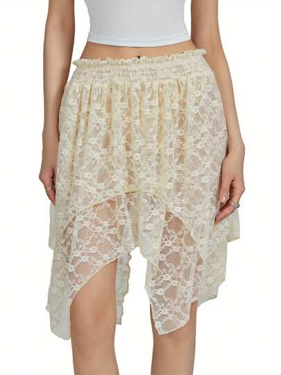 Minifaldas de verano para mujer, con dobladillo irregular y encaje floral, para uso diario, viajes y fiestas.