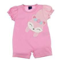 Baby Boy Girl Short Sleeve Romper Jumpsuit Jumpsuit 100% Cotton Print Summer - 淺粉色 - 查看 2