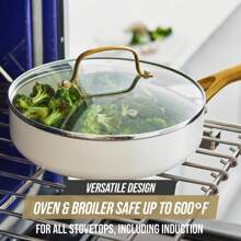 Blue Diamond White 12 Piece Nonstick Aluminum Pot And Pan Cookware Set, Gold - White - View 8