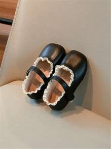 1 Pasang Sepatu Kasual Model Putri Musim Semi yang Nyaman dan Modis, Warna Polos, dengan Tali dan Perekat Velcro - Hitam - View 3