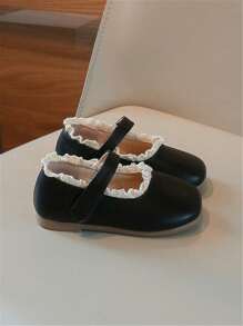 1 Pasang Sepatu Kasual Model Putri Musim Semi yang Nyaman dan Modis, Warna Polos, dengan Tali dan Perekat Velcro - Hitam - View 4
