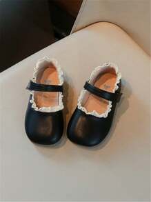 1 Pasang Sepatu Kasual Model Putri Musim Semi yang Nyaman dan Modis, Warna Polos, dengan Tali dan Perekat Velcro - Hitam - View 6