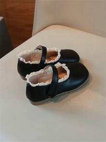 1 Pasang Sepatu Kasual Model Putri Musim Semi yang Nyaman dan Modis, Warna Polos, dengan Tali dan Perekat Velcro - Hitam - View 5