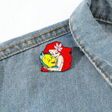 1 Pc Cartoon The Brooch Cute Princess Fish Enamel Pin Metal Badge Jewelry Clothes Backpack Accessories Gift For Friends Dress Accessories Pin For Clothes Bag Charm Backpack For School