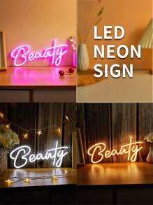 Chi-Buy 可爱 LED 霓虹灯字母灯牌“Oh Baby”、“Beauty”、“Bride To Be”，霓虹灯挂饰，家居装饰灯，USB 供电，适用于生日派对、新年、圣诞节、情人节装饰 - 彩色 - 查看 9
