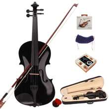 SUNROAD GV100 4/4 Acoustic Violin Case Bow Rosin Tuner String Shoulder Black
