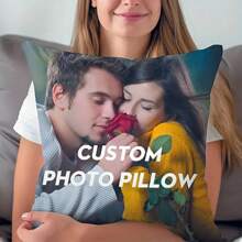 1PC Custom Personalized Photo Pillowcase, Pillow Cover, Polyester, Pillow Case Only, Ideal For Living Room, Bedroom, Sofa, Lovely Gift, Creative Anniversary Gift, Valentine's Day, Birthday Gift, Mother's Day Gift, Father's Day Gift, Best Friend Gift, Gift For Grandpa/Grandma, Mom/Dad, Gift For Girlfriend/Boyfriend