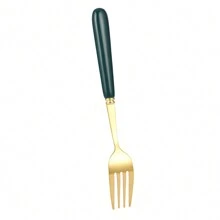 SENDERPICK 24-Piece Cutlery Set Stainless Steel Cutlery Set With Stand - Gold and Dark Green - View 10