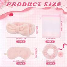 24 Stück Spa Übernachtungsparty Zubehör - 6 rosa Spa Stirnbänder, 6 rosa Plüsch-Schlafmasken, 6 rosa Samt-Haarbänder, 6 Organza Schlafanzug Party Tüten, Spa Party Geschenke