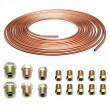 Copper Brake Line Tubing Kit 3/16 OD 25 Foot Coil Roll All Size Fittings - 金色 - 查看 10