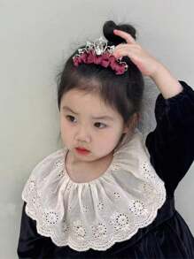1pc Premium Velvet Red Crown Bow Girls' 3D Comb Girls' Crown Children's Headwear