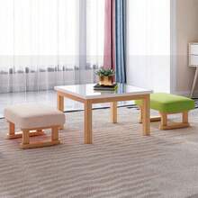 Small Wooden Footstool Footrest Pouffe Foot Stool Padded Bench - Olive Green - View 4