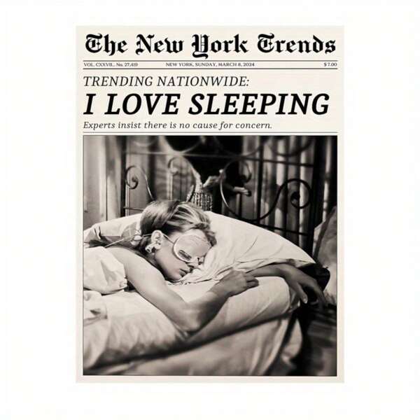 Vintage New York Times Canvas Posters - Optional Frame Wall Arts, Women Sleeping Design, Perfect For Living Room Decor, Bedroom Decor, Or Dorm Decor, Perfect For Room Decor, Wall Art With Frame