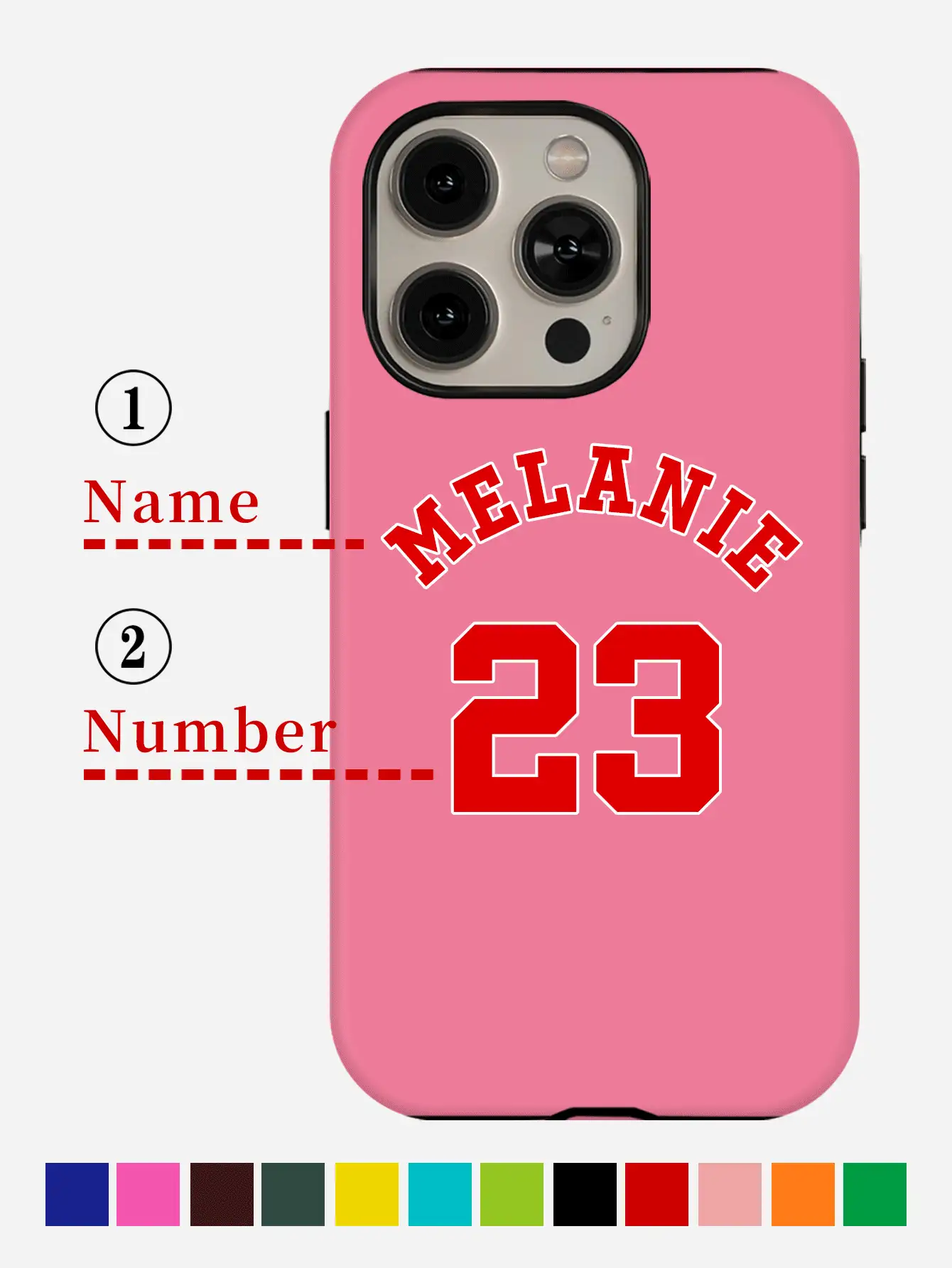 Customized Personalized Name & Number Jersey Design Shockproof Phone Case Protective Cover, Soft TPU Transparent Shell Compatible With IPhone 11/12/13/14/15 Pro Max Royal Blue, Burgundy Red, Hot Pink Cute, Colorful, Stylish, Kawaii Custom, Personalized, Unique, Customized Ideal Gifts For Her Boyfriend, Girlfriend, Family - Multicolor - View 2