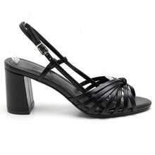 Heeled Shoes With Intertwined Straps And Buckle - Black - View 4