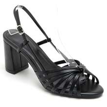Heeled Shoes With Intertwined Straps And Buckle - Black - View 3