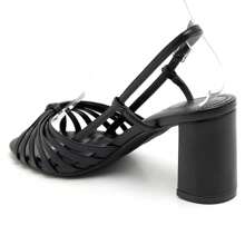 Heeled Shoes With Intertwined Straps And Buckle - Black - View 5