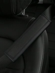 MEIKAXIU 1pc PU Leather Embossed Car Seat Belt Cover Protector, Universal Car Interior Decorative Accessories, All Season,Car Acessesories - 均碼 - 查看 1