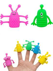 5 Pcs Animal Finger Puppets, Soft Rubber Finger Puppets, Monster Finger Sleeves With Expressions - Multicolor - View 4