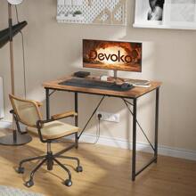 Devoko Office Desk Table Workstation 80cm For Office Living Room Bedroom Simple Assembly Metal Industrial Style Rustic Brown - Bronze - View 1