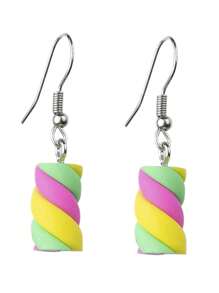 Cute Marshmallow Earring Antiallergic Sweet Biscuit Colorful Craft - 綠色 - 查看 1
