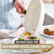 Blue Diamond White 12 Piece Nonstick Aluminum Pot And Pan Cookware Set, Gold - White - View 2