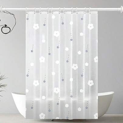 1 件家居/浴室 PEVA 弹力浴帘，无需钻孔防霉防水浴室隐私帘家居浴室装饰秋季装饰浴室配件返校