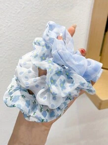 6 Stück/Set Oversized blaue Haargummis, elegante Haarbänder, süße Haarseile, koreanischer Stil Haraccessoires, Haraccessoires, Haargummis