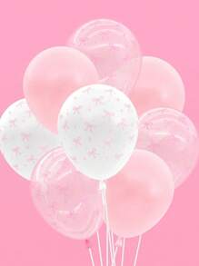 31 piezas/10 piezas Globos de látex rosas de 12 pulgadas con lazos, adecuados para decoración de fondo de fiesta de cumpleaños, decoración de boda, decoración de fiesta de propuesta, decoración del hogar para el Día de la Madre, fotografía al aire libre, decoración de fiesta de San Valentín, accesorios fotográficos, decoración de escenarios