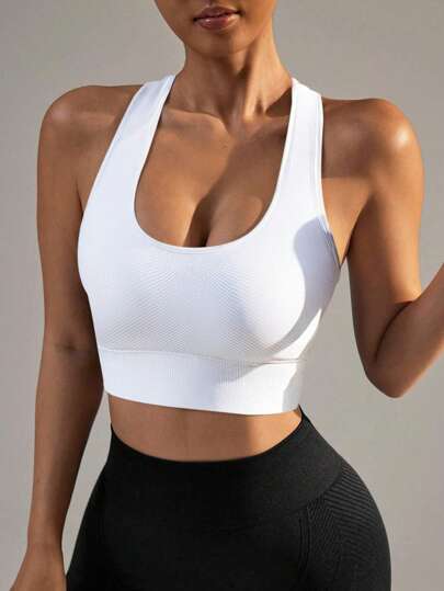 Yefecy Sports Bras Women High Support, Seamless Padded Racerback Yoga Gym Running Workout view 4