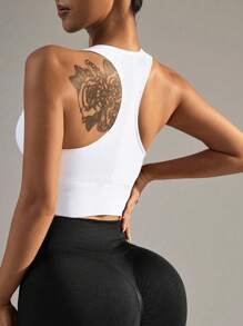 Yefecy Women's High Impact Seamless Padded Sports Bra, Suitable For Yoga, Fitness, Running And Workout - Creamy White - View 2