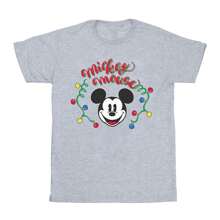 Disney Koszulka męska Mickey Mouse Christmas Light Bulbs (Sport Grey)