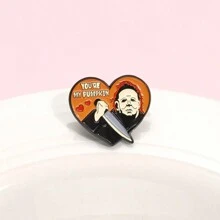 1pc English European And American Film And Television Peripheral Horror Style Love Brooch Metal Badge Pin For Clothes Bag Charm School