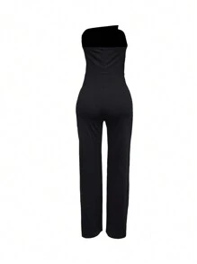 Mono elegante de unicolor negro sin mangas para mujer, nuevo para graduación, cena