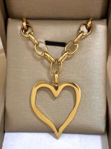 1 Pc Hollow Heart Pendant Necklace For Women Girls No Tarnish Stainless Steel Chain Necklace Jewelry Daily Party Mother Valentine Gifts,Mom,Mother,Mother's Day,Gift