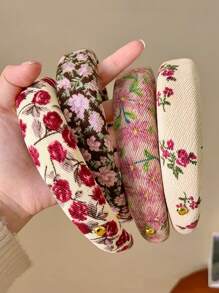 4pcs Women Retro Ditsy Floral Top Knot Headbands, Versatile For Daily, Home, School, Beach, Work, Party, Holiday, Birthday, Back To School, New Year, Mother's Day Gifts,Hairband,Hair Hoop