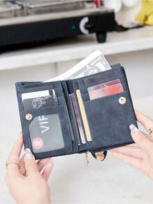 Retro Folding Wallet With Zipper Multifunctional Women's Wallet Made Of High-Quality PU Leather