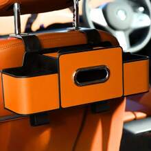 1 Peça Organizador Multiuso de Assento de Carro com Porta-lenços, Prateleira de Armazenamento de Veículo de Plástico ABS para o Banco Traseiro com Ganchos, Conveniente para o Motorista e o Passageiro