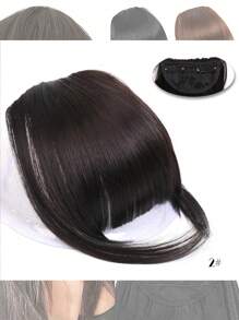 Natural Straight Synthetic Bangs High Temperature Fiber Clip-In Full Bangs With Fringe Of Hair 6 Inch Elegant Women's Clip-In Synthetic Hair Bangs With Sideburns - Perfect For Daily Use & Instant Style Upgrade Synthetic Women's Hair Short Straight Bangs Brown Black Red Wig Clip In Hairpieces For Black Heat Resistant Fiber