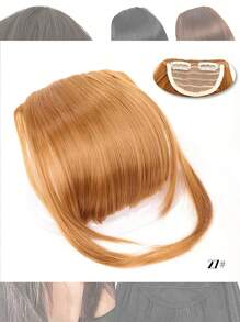 Natural Straight Synthetic Bangs High Temperature Fiber Clip-In Full Bangs With Fringe Of Hair 6 Inch Elegant Women's Clip-In Synthetic Hair Bangs With Sideburns - Perfect For Daily Use & Instant Style Upgrade Synthetic Women's Hair Short Straight Bangs Brown Black Red Wig Clip In Hairpieces For Black Heat Resistant Fiber