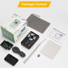 Nicamery 2025 Model 44MP Digital Camera, Auto Focus For Photography, 16X Digital Zoom 1080P FHD Vlogging Video Recorder, Compact Travel Camera With 32GB Memory Card, 2 Batteries And Battery Charger (No Adapter)