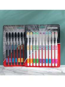 10/20 Stücke weiche Zahnbürste mit kleinem Mond, Bambus-Holzkohle-Borsten, extra fein und extra weich, Erwachsene und Studenten, Einweg-Zahnbürste, kann mehrmals verwendet werden, Badezimmer-Dekoration, Herbst-Dekoration, Rückkehr zur Schule