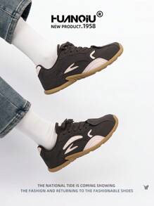 HUANQIU HUANQIU Women's Thick Sole Versatile Athletic Casual Sneakers, Small White Shoes, Comfortable & Stylish, Suitable For All Seasons, Available In Black, Beige, Brown, For Students & Casual Wear