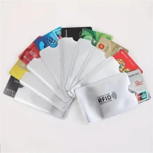 9pcs High Quality RFID Shielded Aluminum Foil Anti-Theft Bank Card Holder - Badge Insert, With Creative Anti Demagnetization Certificate Card Clip And Protection Function - Silver - View 4