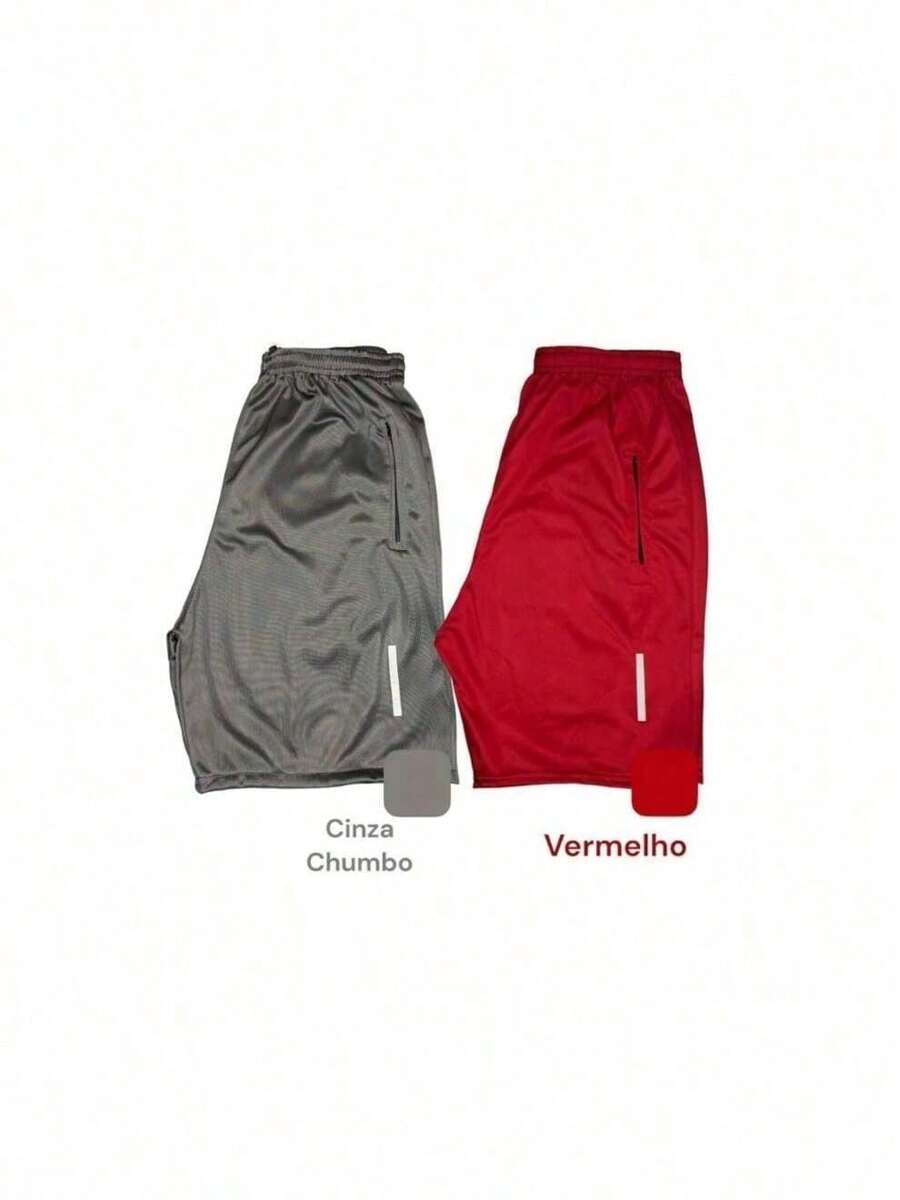 Kit 2 Dry Fit Bermuda Shorts Sports Training With Zipper Pocket! Resale - 駝色 - 查看 1
