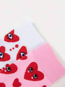 2/3 pares de calcetines de marinero para mujer, con diseño de jacquard de ojo guiñando y corazón en estilo grunge, versátiles para uso en el hogar, trayecto, todo el año, al aire libre, fiestas, Y2K, gótico, vuelta al colegio, suaves y transpirables, un regalo bonito para San Valentín o los padres