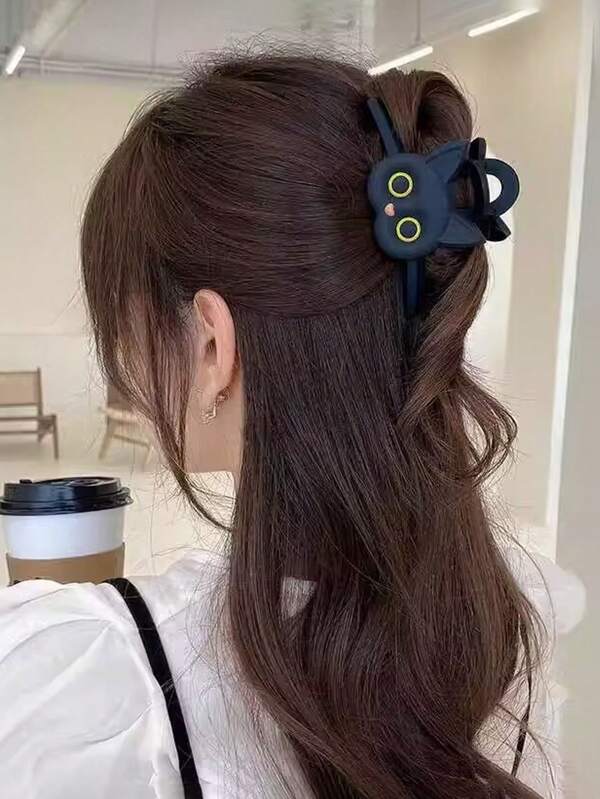 1 Black Cat Hair Grabbing Clip Fashionable And Exquisite Side Clip Hair Clips, Hair Accessories, Headwear Manufacturing Tools, Decorative Gifts For Ladies And Girls, Suitable For Daily Holiday Wear,Hair Claw,Claw Clips,Hair Jaw Clip,Hair Clutch