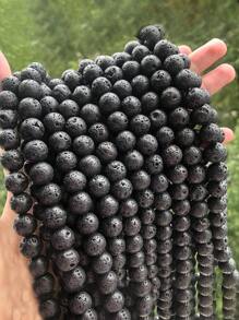 1 pezzo di perline di lava nera, pietre di roccia vulcanica naturale, perline rotonde sfuse da 4, 6, 8, 10 mm per la creazione di gioielli, bracciali e collane fai-da-te
